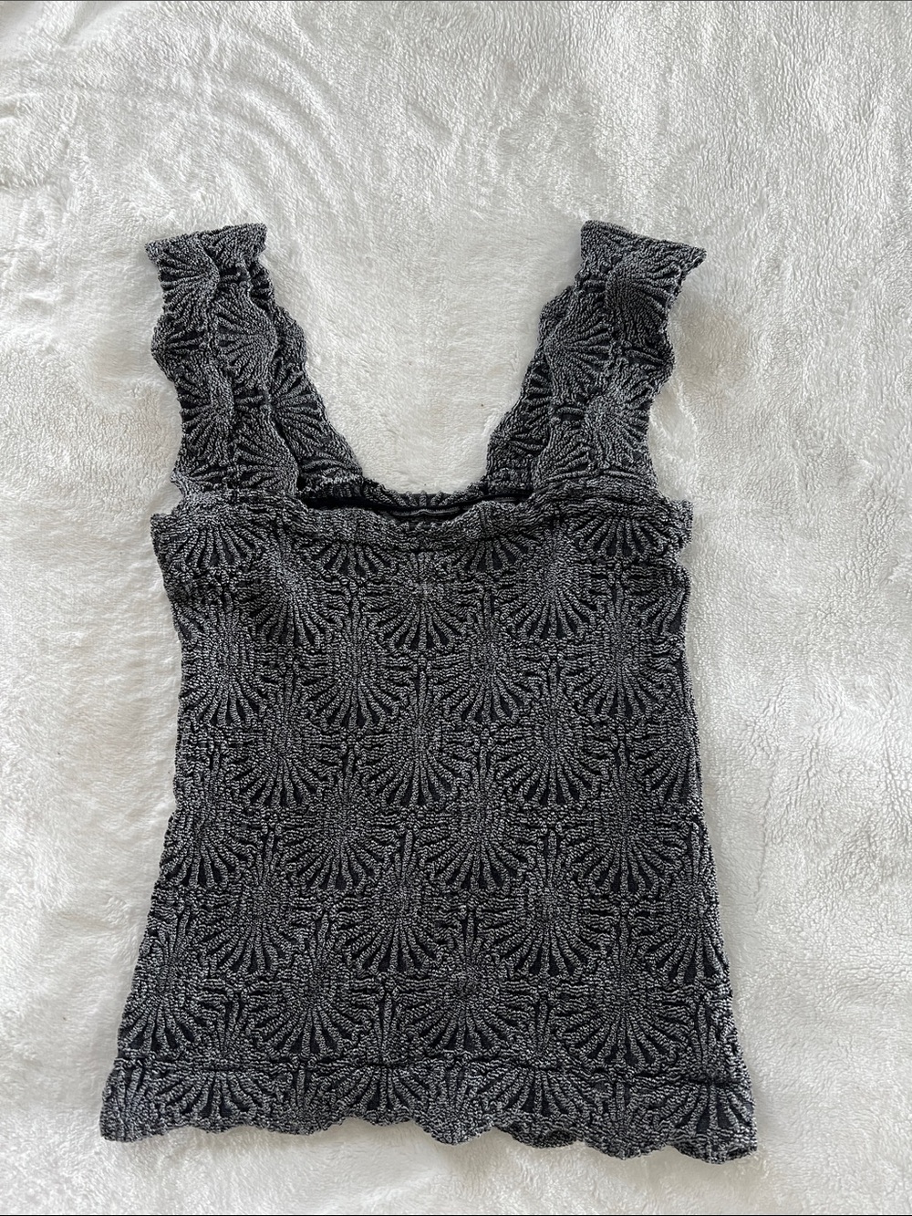 Free People Black Textured Crochet Tank Top